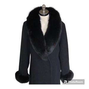Vintage Maxi Fox Fur Lapel Full Length Coat